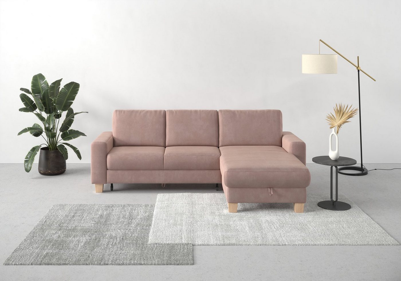 Home affaire Ecksofa Summer L-Form, mit Recamiere, mit oder ohne Bettfunktion und Bettkasten, Cord-Bezug von Home affaire