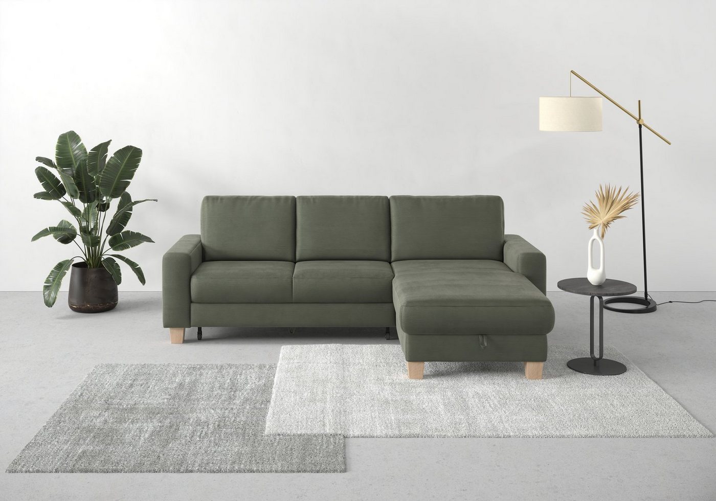 Home affaire Ecksofa Summer L-Form, mit Recamiere, mit oder ohne Bettfunktion und Bettkasten, Cord-Bezug von Home affaire