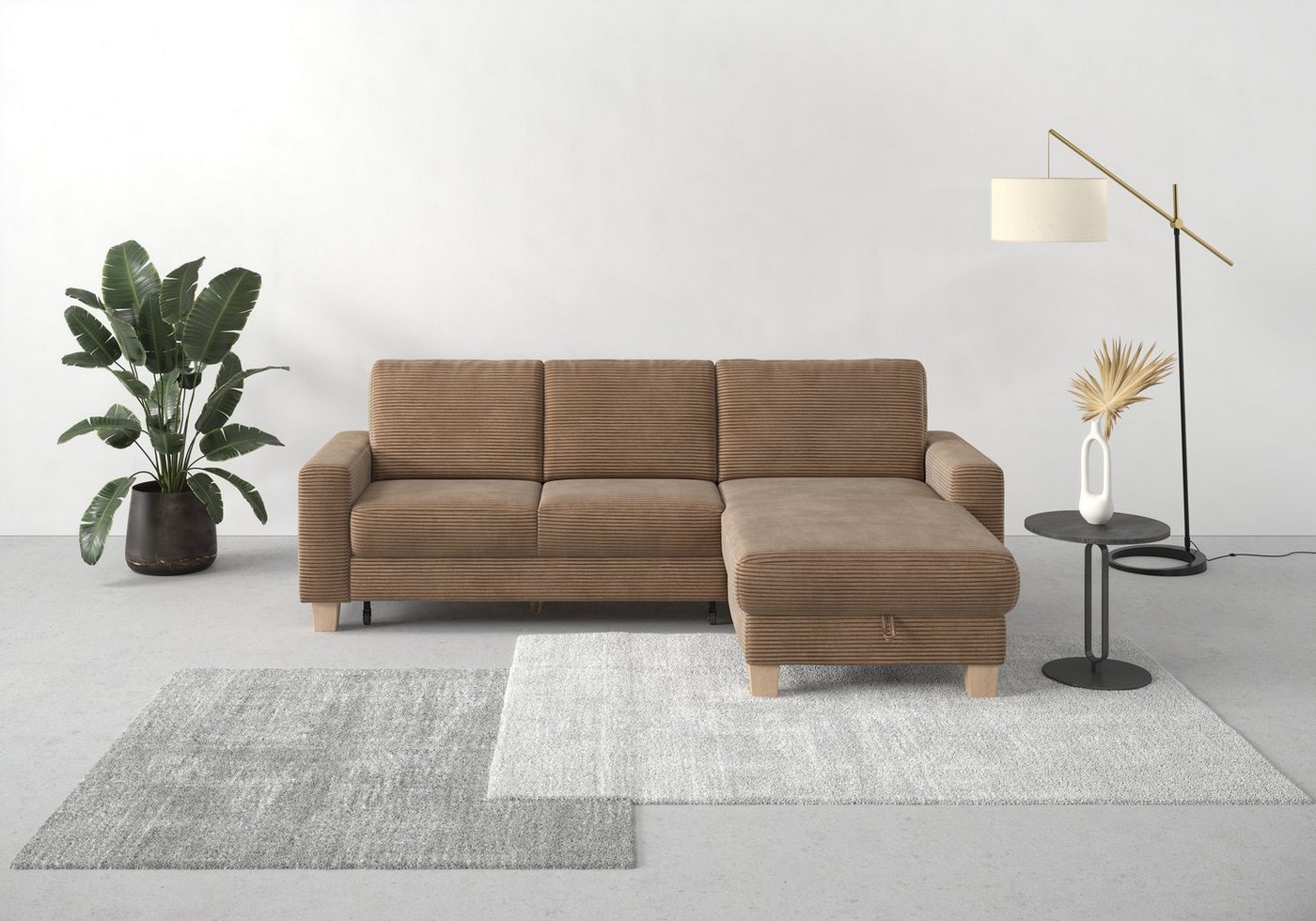 Home affaire Ecksofa Summer L-Form, mit Recamiere, mit oder ohne Bettfunktion und Bettkasten, Cord-Bezug von Home affaire