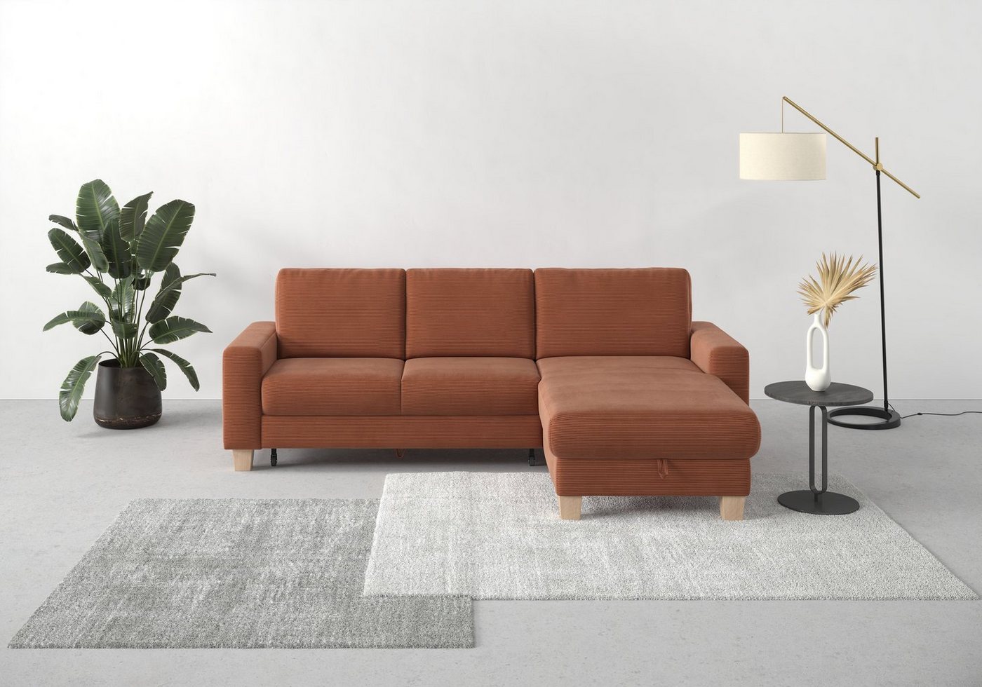 Home affaire Ecksofa Summer L-Form, mit Recamiere, mit oder ohne Bettfunktion und Bettkasten, Cord-Bezug von Home affaire