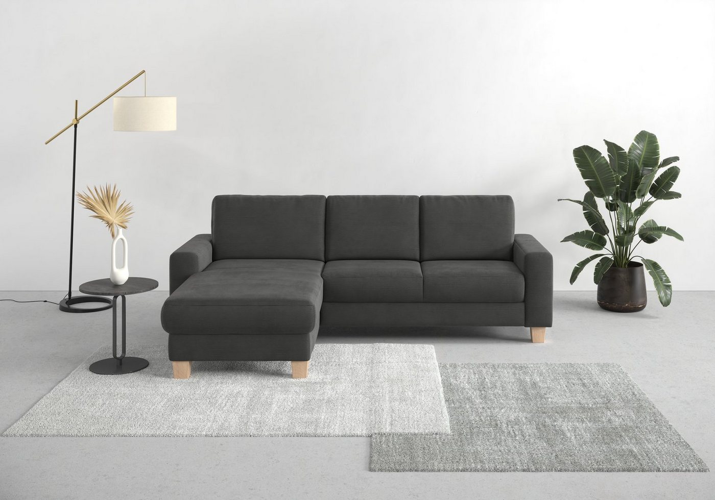 Home affaire Ecksofa Summer, mit Recamiere, mit oder ohne Bettfunktion und Bettkasten, Cord-Bezug von Home affaire