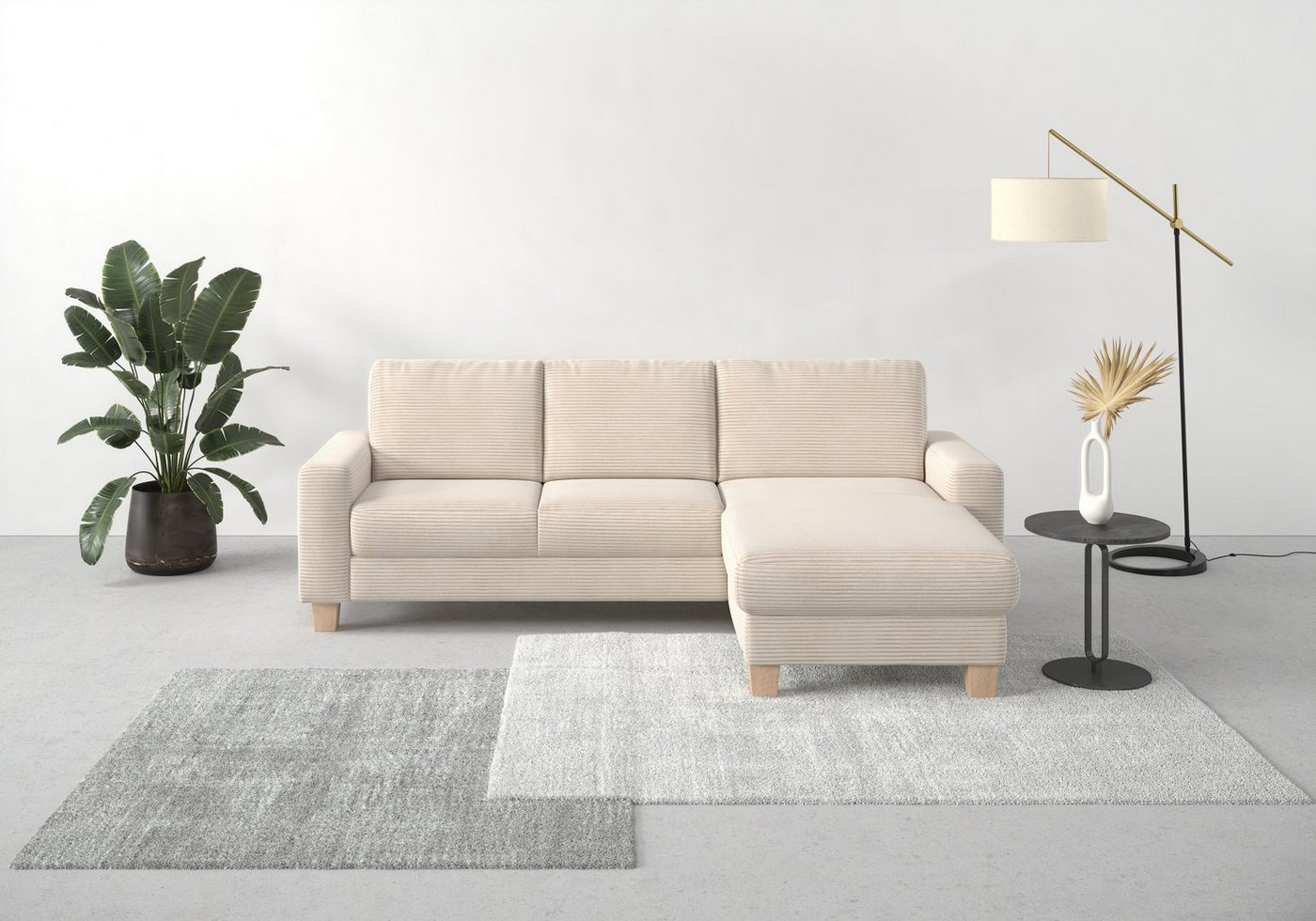 Home affaire Ecksofa Summer, mit Recamiere, mit oder ohne Bettfunktion und Bettkasten, Cord-Bezug von Home affaire