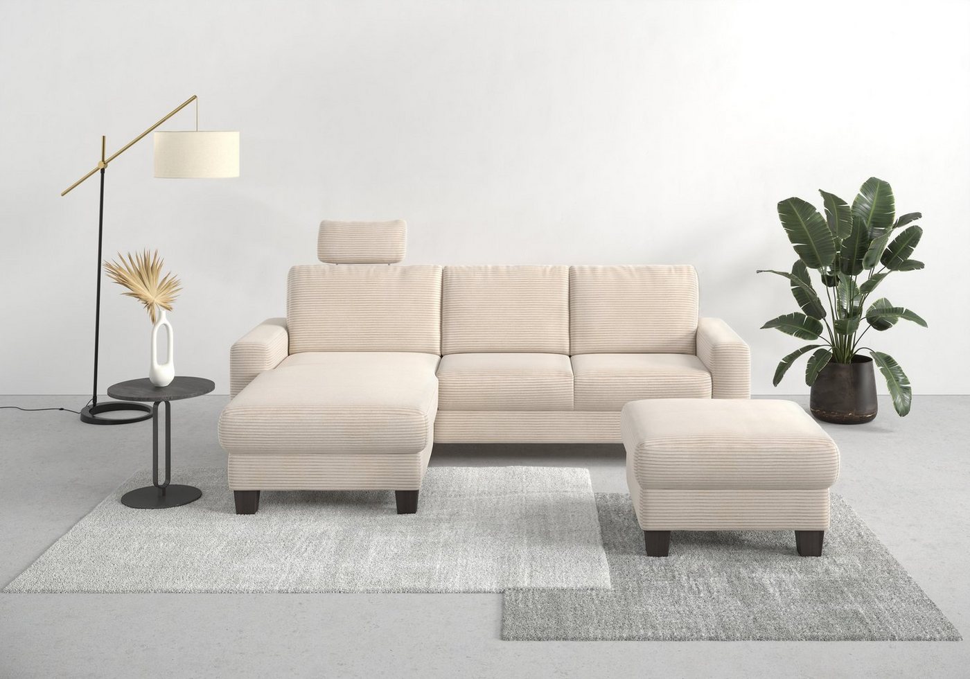 Home affaire Ecksofa Summer L-Form, mit Recamiere, mit oder ohne Bettfunktion und Bettkasten, Cord-Bezug von Home affaire