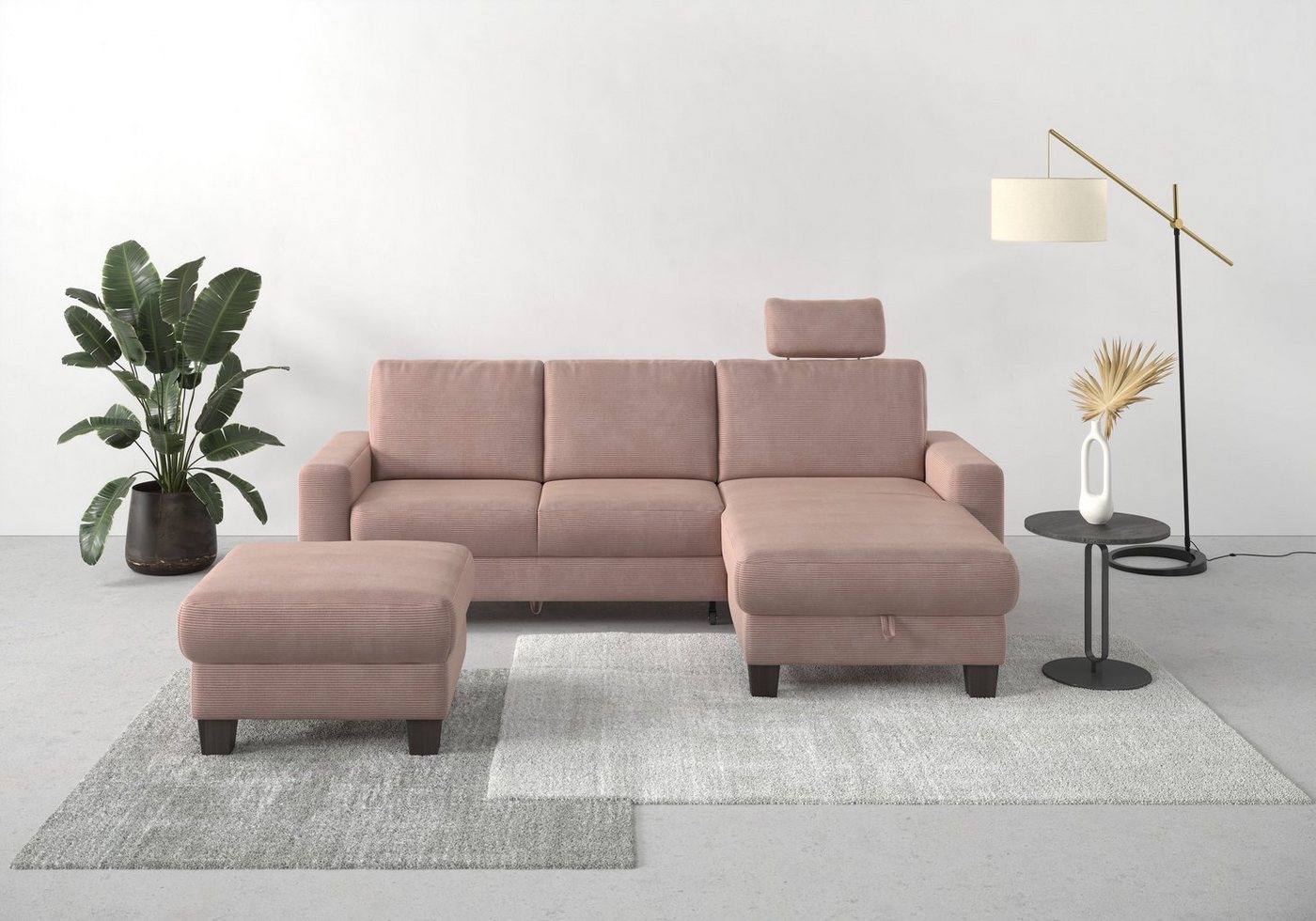 Home affaire Ecksofa Summer L-Form, mit Recamiere, mit oder ohne Bettfunktion und Bettkasten, Cord-Bezug von Home affaire