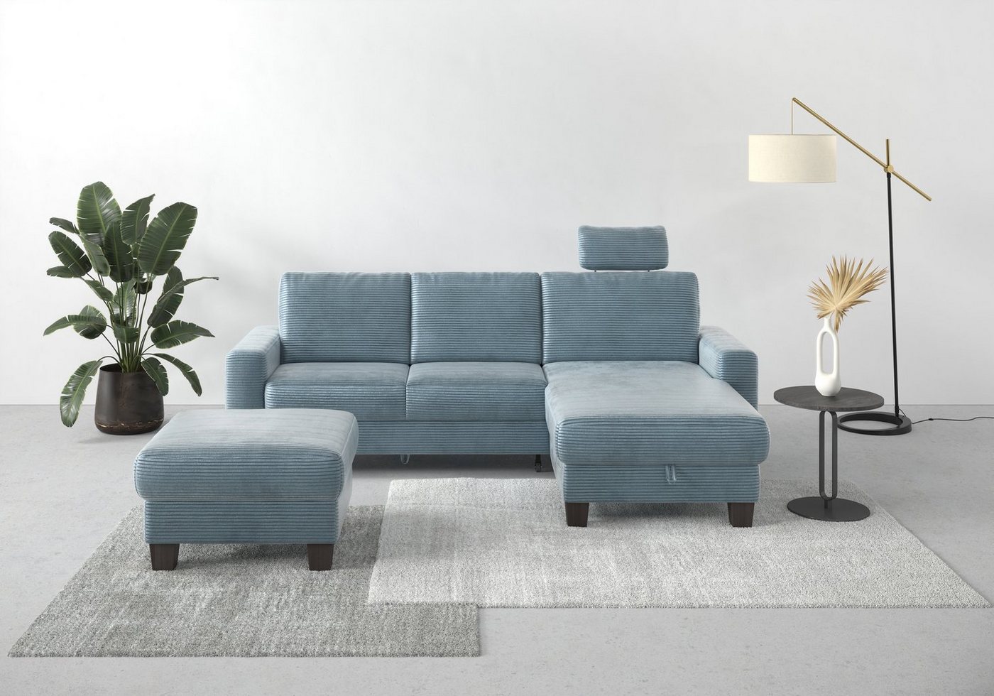 Home affaire Ecksofa Summer L-Form, mit Recamiere, mit oder ohne Bettfunktion und Bettkasten, Cord-Bezug von Home affaire