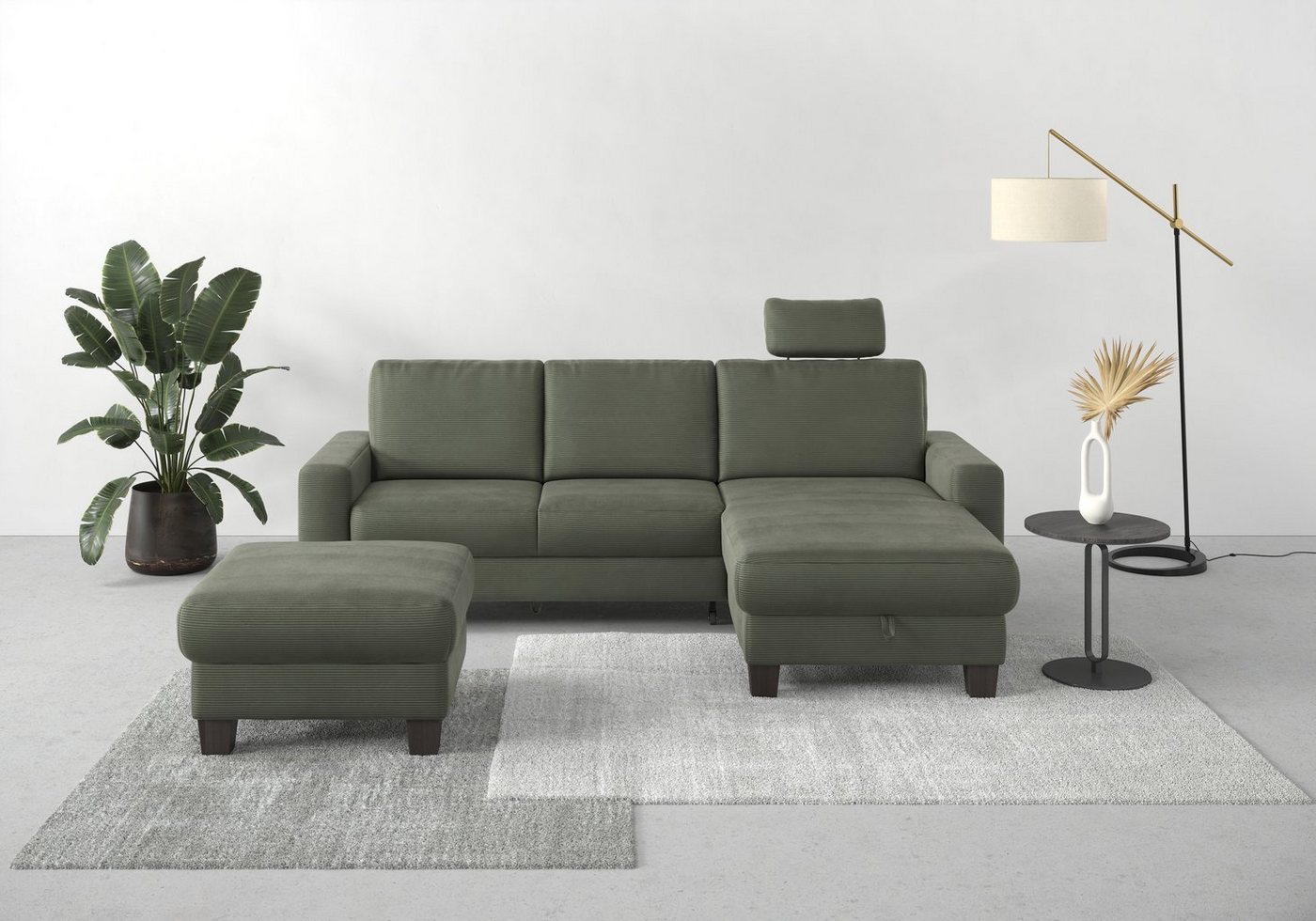 Home affaire Ecksofa Summer L-Form, mit Recamiere, mit oder ohne Bettfunktion und Bettkasten, Cord-Bezug von Home affaire