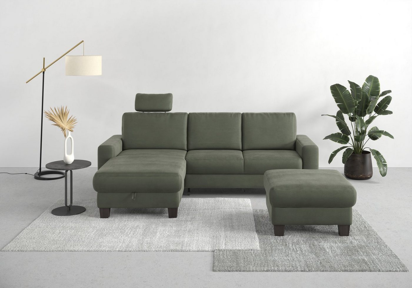 Home affaire Ecksofa Summer L-Form, mit Recamiere, mit oder ohne Bettfunktion und Bettkasten, Cord-Bezug von Home affaire