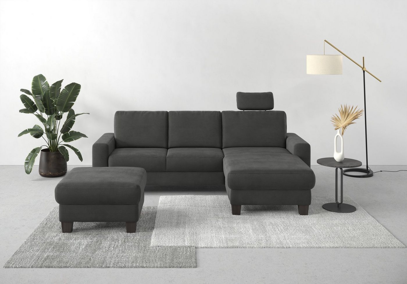 Home affaire Ecksofa Summer, mit Recamiere, mit oder ohne Bettfunktion und Bettkasten, Cord-Bezug von Home affaire