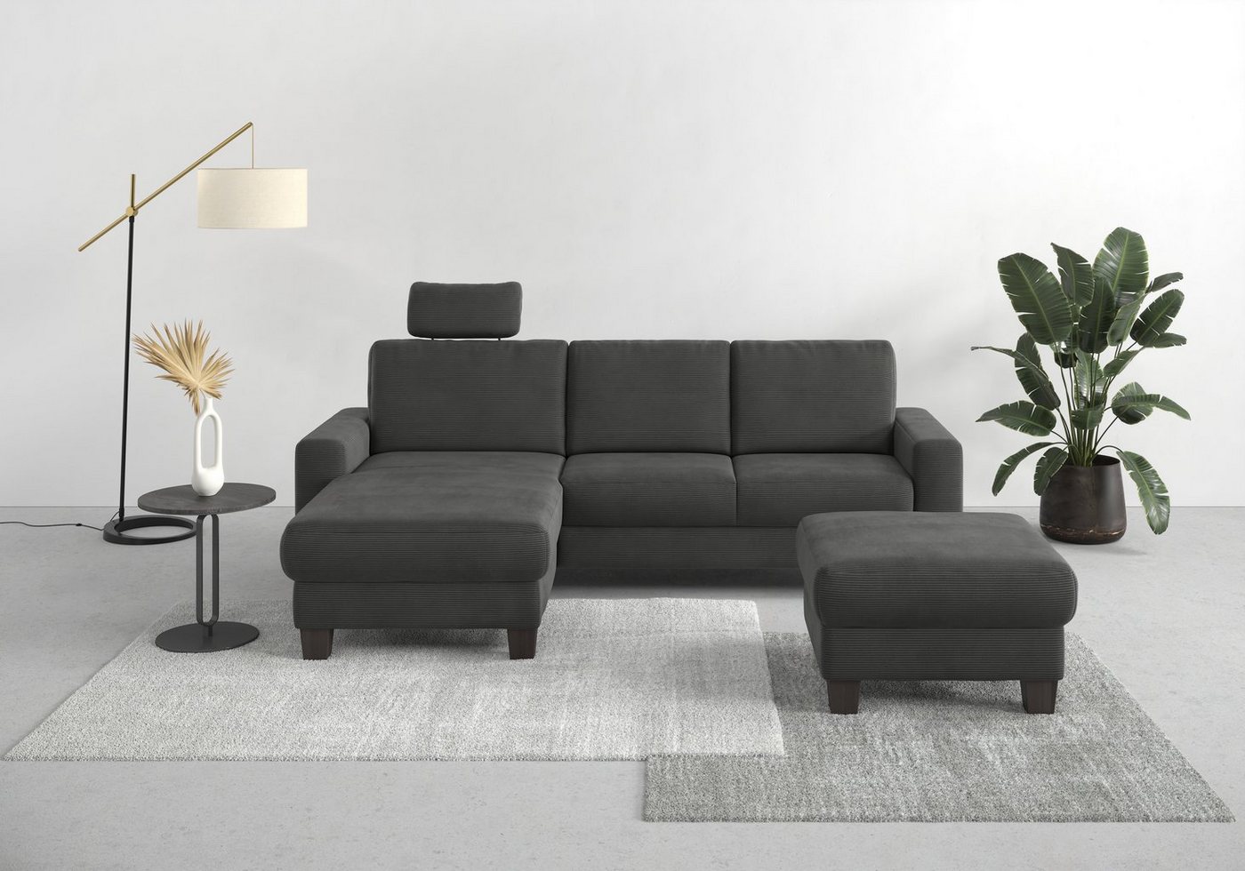 Home affaire Ecksofa Summer, mit Recamiere, mit oder ohne Bettfunktion und Bettkasten, Cord-Bezug von Home affaire