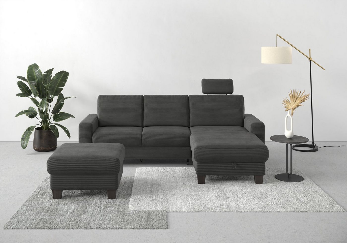 Home affaire Ecksofa Summer L-Form, mit Recamiere, mit oder ohne Bettfunktion und Bettkasten, Cord-Bezug von Home affaire