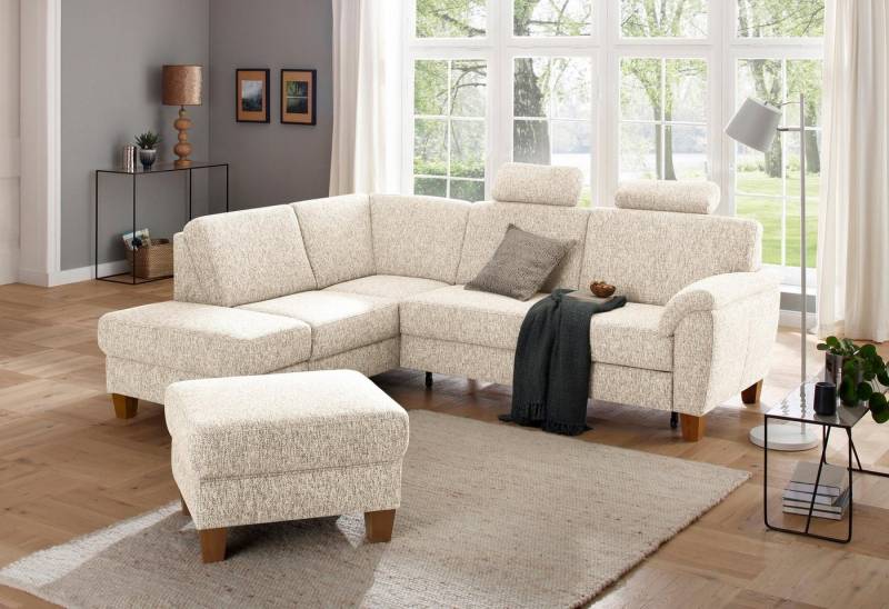 Home affaire Ecksofa Alta L-Form, mit Federkern und Kontrastnaht, Füße Buche eichefarben von Home affaire