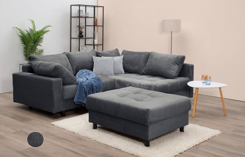 COLLECTION AB Ecksofa Toni L-Form, B: 215 cm, mit Hocker & 2 Zierkissen, Federkern von COLLECTION AB