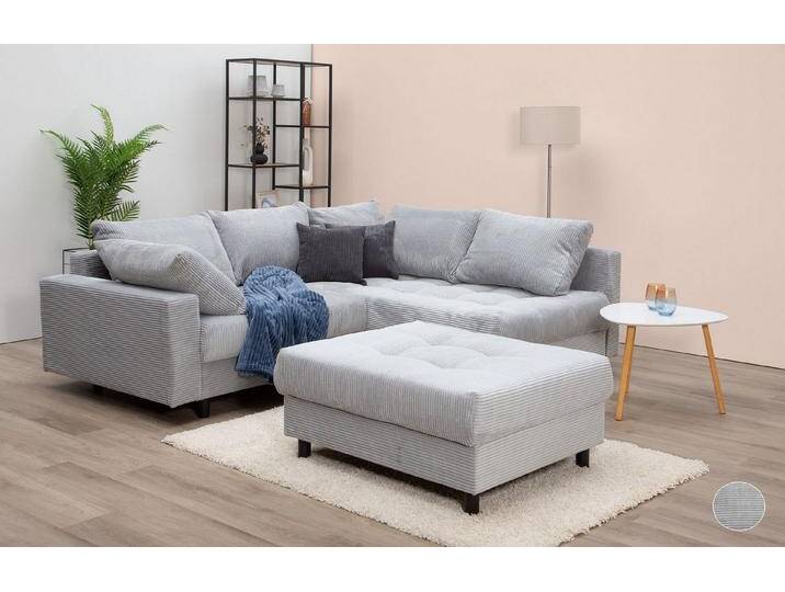 COLLECTION AB Ecksofa Toni L-Form, B: 215 cm, mit Hocker & 2 Zierkissen, Federkern, grau silberfarben, hellgrau COLLECTION AB Ecksofa Toni L-Form, B: 215 cm, mit Hocker & 2 Zierkissen, Federkern, grau silberfarben, hellgrau von COLLECTION-AB