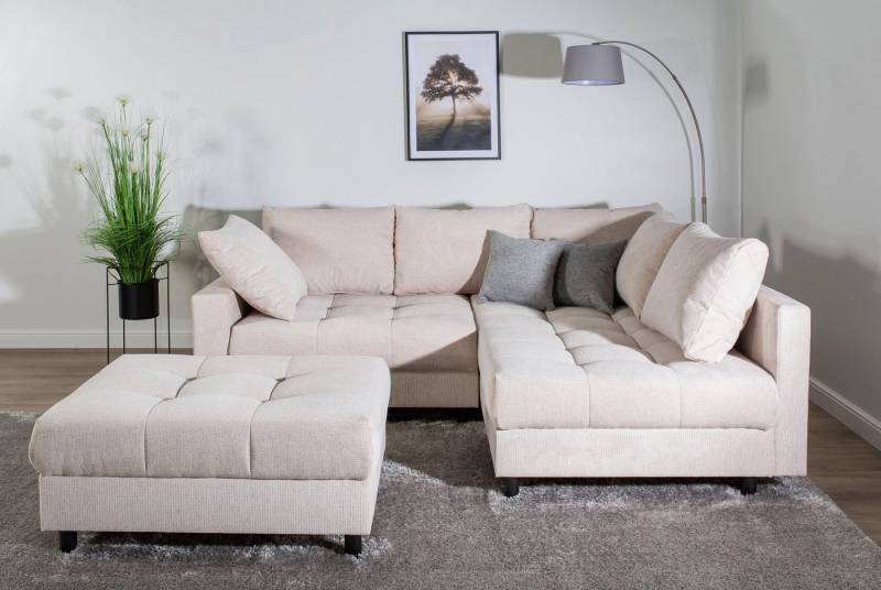 COLLECTION AB Ecksofa Toni L-Form, B: 215 cm, mit Hocker & 2 Zierkissen, Federkern von COLLECTION AB