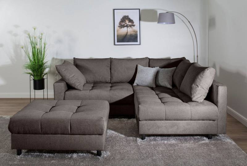 COLLECTION AB Ecksofa Toni L-Form, B: 215 cm, mit Hocker & 2 Zierkissen, Federkern COLLECTION AB Ecksofa Toni L-Form, B: 215 cm, mit Hocker & 2 Zierkissen, Federkern von COLLECTION AB