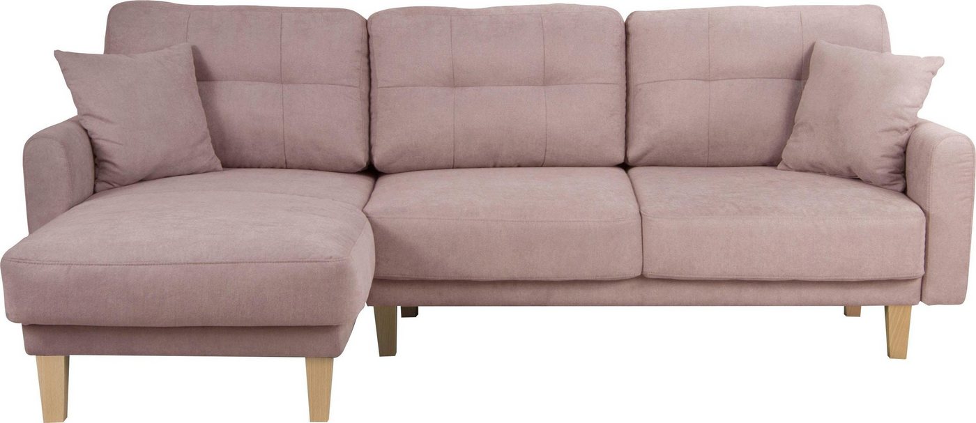 Home affaire Ecksofa Triplo, Zierkissen, Schlaffunktion, B/T/H: 234/164/89 cm, L-Form, wahlweise mit Bettfunktion und Bettkasten, Liegefläche 210/132 cm von Home affaire