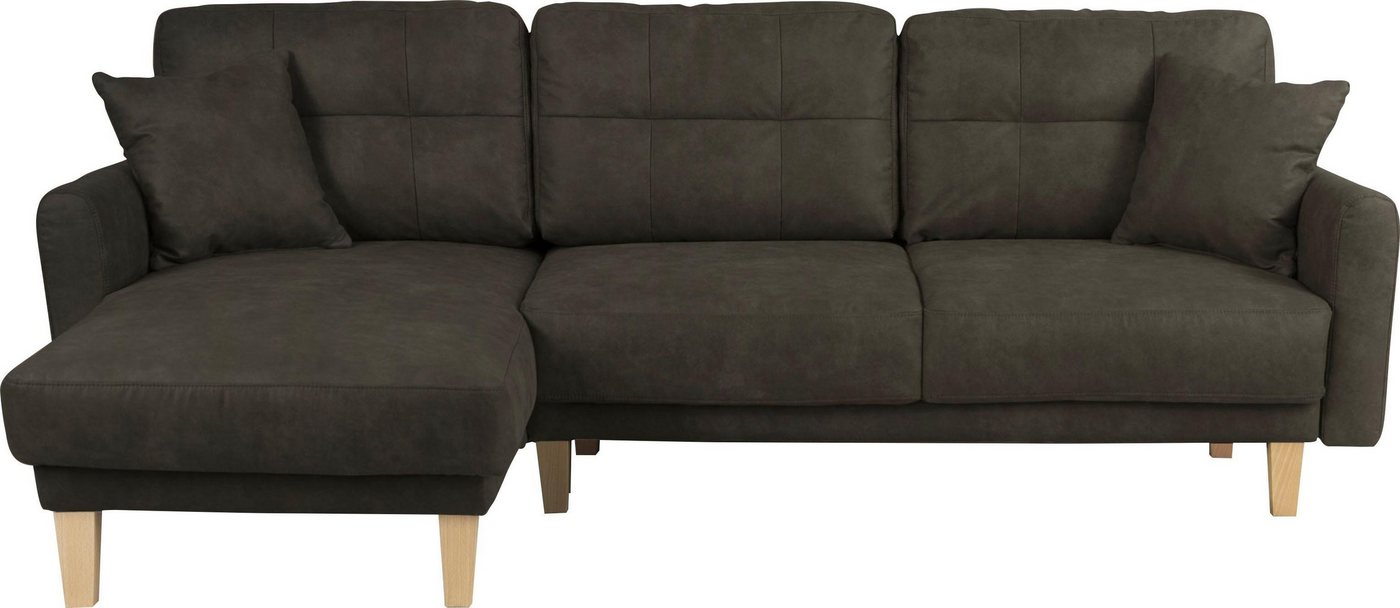 Home affaire Ecksofa Triplo, Zierkissen, Schlaffunktion, B/T/H: 234/164/89 cm, L-Form, wahlweise mit Bettfunktion und Bettkasten, Liegefläche 210/132 cm von Home affaire