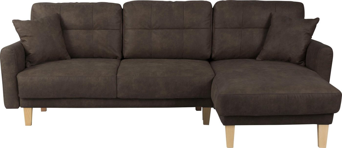 Home affaire Ecksofa Triplo, Zierkissen, Schlaffunktion, B/T/H: 234/164/89 cm, L-Form, wahlweise mit Bettfunktion und Bettkasten, Liegefläche 210/132 cm von Home affaire