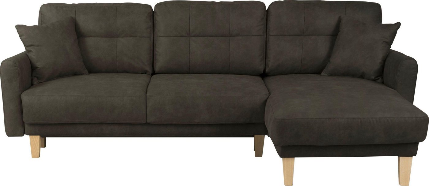 Home affaire Ecksofa Triplo, Zierkissen, Schlaffunktion, B/T/H: 234/164/89 cm, L-Form, wahlweise mit Bettfunktion und Bettkasten, Liegefläche 210/132 cm von Home affaire