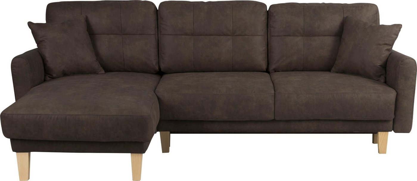 Home affaire Ecksofa Triplo, Zierkissen, Schlaffunktion, B/T/H: 234/164/89 cm, L-Form, wahlweise mit Bettfunktion und Bettkasten, Liegefläche 210/132 cm von Home affaire