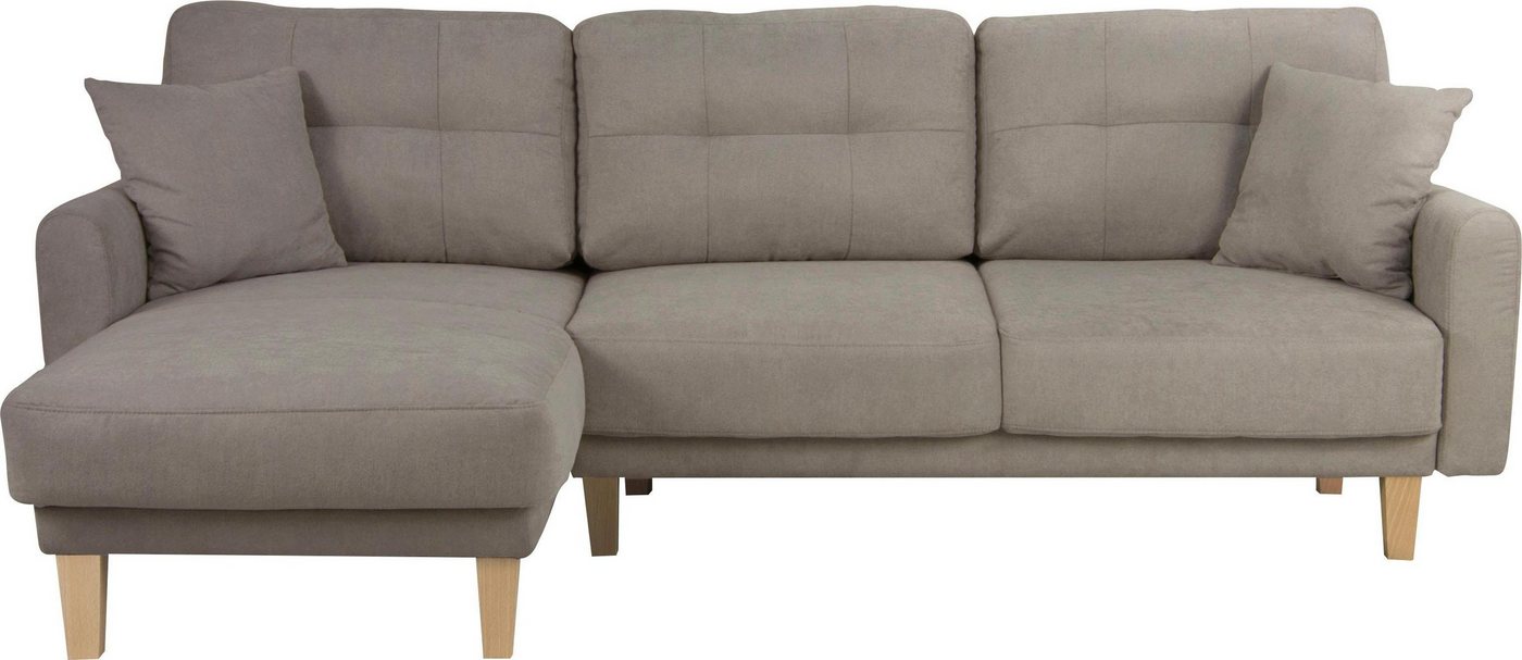 Home affaire Ecksofa Triplo, Zierkissen, Schlaffunktion, B/T/H: 234/164/89 cm, L-Form, wahlweise mit Bettfunktion und Bettkasten, Liegefläche 210/132 cm von Home affaire