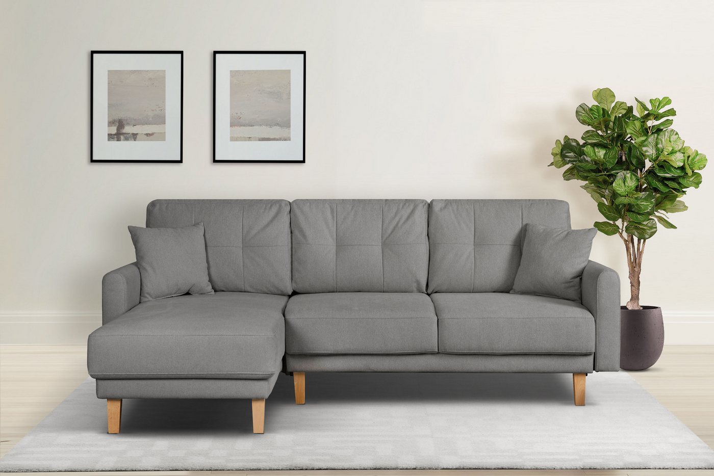 Home affaire Ecksofa Triplo, Zierkissen, Schlaffunktion, B/T/H: 234/164/89 cm, L-Form, wahlweise mit Bettfunktion und Bettkasten, Liegefläche 210/132 cm von Home affaire