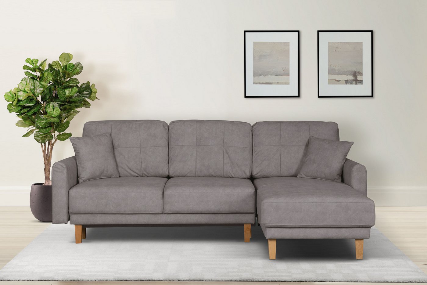 Home affaire Ecksofa Triplo, Zierkissen, Schlaffunktion, B/T/H: 234/164/89 cm, L-Form, wahlweise mit Bettfunktion und Bettkasten, Liegefläche 210/132 cm von Home affaire