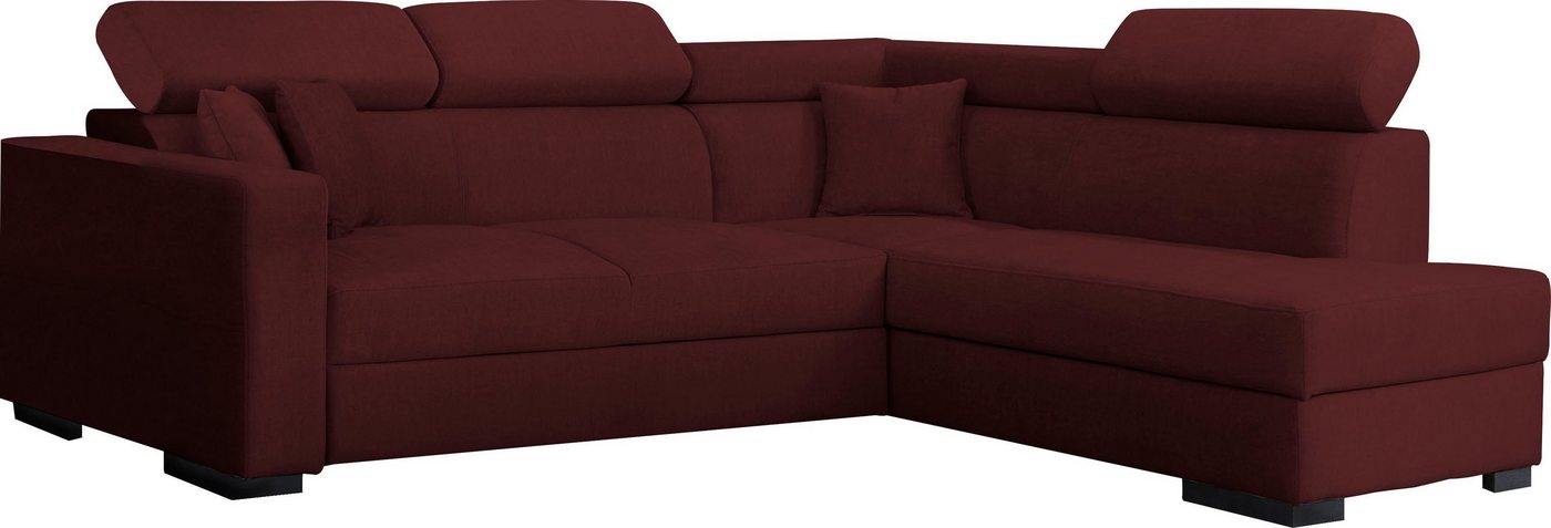 Home affaire Ecksofa Tulio L-Form, wahlweise mit Bettfunktion und Bettkasten, incl. 3 Zierkissen von Home affaire