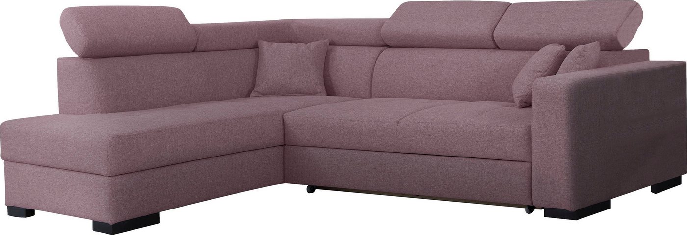 Home affaire Ecksofa Tulio L-Form, wahlweise mit Bettfunktion und Bettkasten, incl. 3 Zierkissen von Home affaire