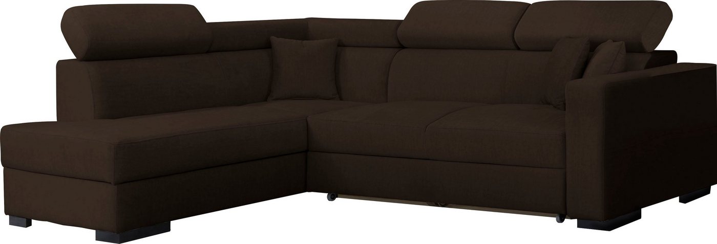 Home affaire Ecksofa Tulio L-Form, wahlweise mit Bettfunktion und Bettkasten, incl. 3 Zierkissen von Home affaire