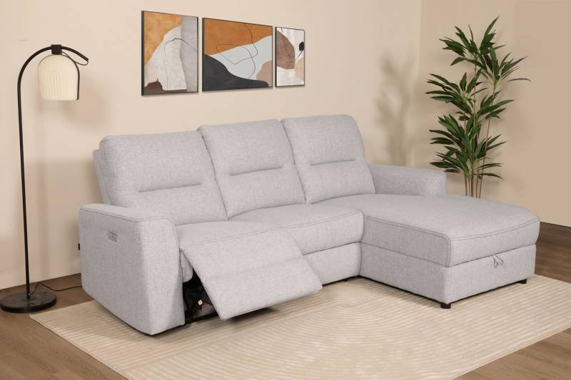 Home affaire Ecksofa VENOIR, L-Form, 250 cm, manuelle u. elektrische Funktion (m. USB A/C), Stauraum unter der Recamiere, 2. Staufach, Federkern von Home affaire