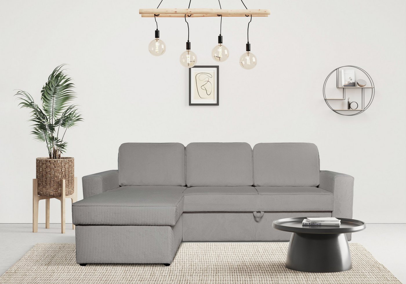 Home affaire Ecksofa Visan, L-Form, kompaktes Sofa mit Schlaffunktion und mit Bettkasten, im Cord-Bezug von Home affaire