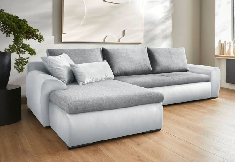 Home affaire Ecksofa Win, L-Form, Breite 285cm, optional mit Schlaffunktion und Bettkasten, silbergrau von Home affaire