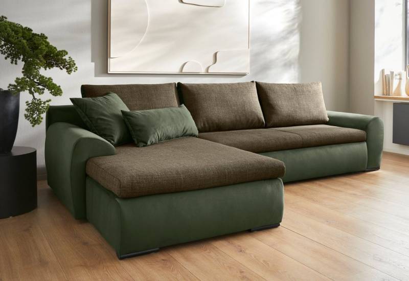 Home affaire Ecksofa Win, L-Form, Breite 285cm, optional mit Schlaffunktion und Bettkasten, olive grün von Home affaire