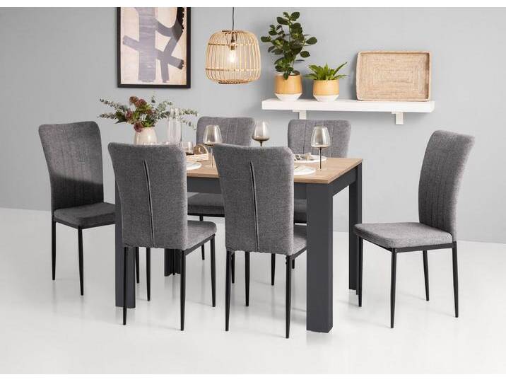 Home affaire Essgruppe Bergamo, (Set, 5-tlg), moderne 5 - teilige Essgruppe, erhältlich in vielen Größen und Farben, grau, Webstoff anthrazit von Home-affaire
