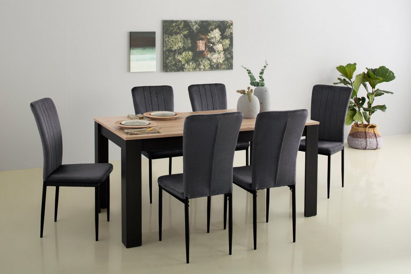 Home affaire Essgruppe Bergamo Tisch Stühle Speisezimmer Bestseller, (Set, 7-tlg), moderne 7-tlg Tischgruppe, Unser Bestpreis von Home affaire