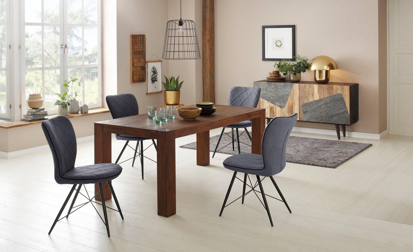 Home affaire Essgruppe Gimbi, (Set, 5-tlg), bestehend aus 1 Esstisch aus Holz und 4 Stühlen mit Webstoff Bezug von Home affaire