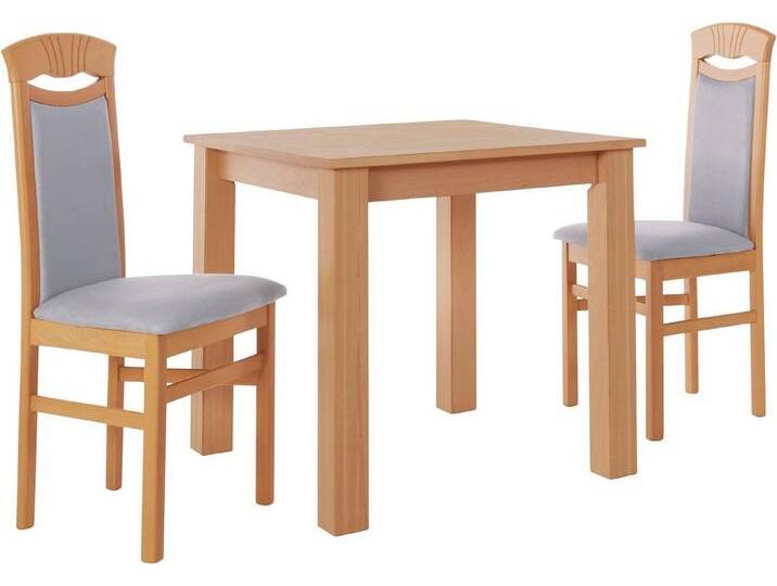 Home affaire Essgruppe Luisa + Franz Set, (Set, 3-tlg., 3tlg), Buche Massivholz, grau, Anthrazit von Home-affaire