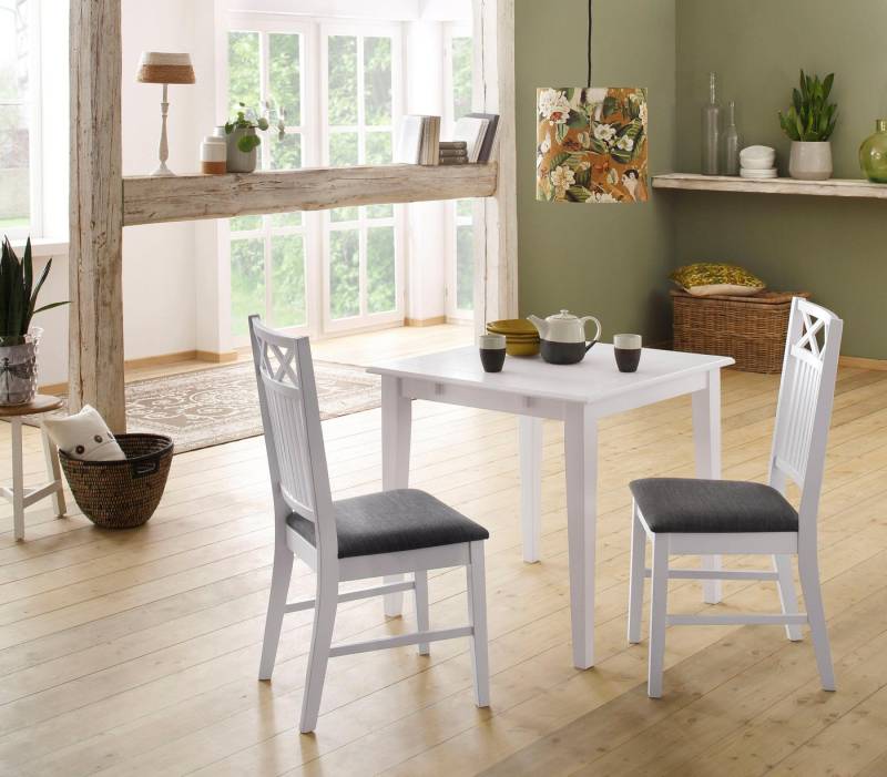 Home affaire Essgruppe Olvera, (Set, 3-tlg), bestehend aus Esstisch 80 cm, 2er Set Esszimmerstühlen, Ansteckplatte von Home affaire