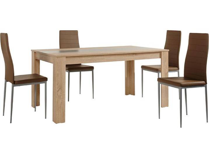 Home affaire Essgruppe Pluto, (Set, 5-tlg), braun, eichefarben sägerau/cappuccino von Home-affaire