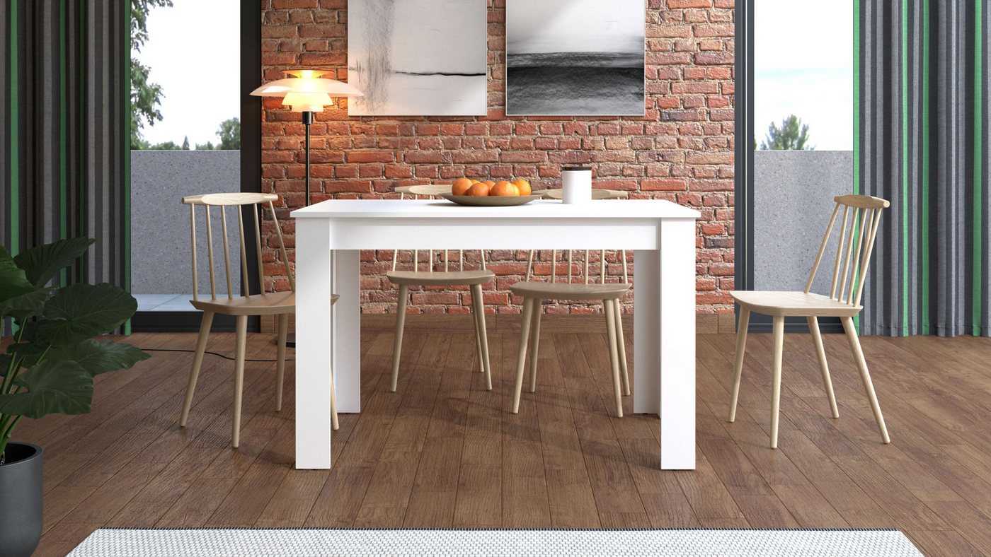 Home affaire Esstisch Hamar Esszimmertisch 120x80, Weiß oder Eiche Holz Küchentisch, Verlängerbar durch Einlegeplatte, max. Breite 160 cm von Home affaire