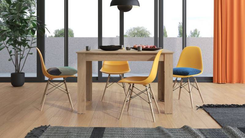 Home affaire Esstisch Hamar Esszimmertisch 120x80, Weiß oder Eiche Holz Küchentisch, Verlängerbar durch Einlegeplatte, max. Breite 160 cm von Home affaire