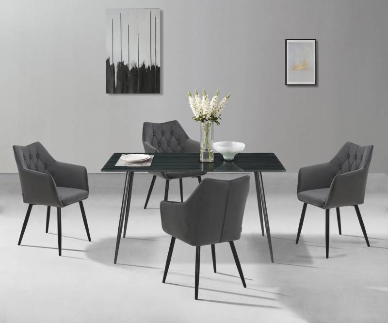 Home affaire Esstisch Turah, TOPSELLER!, OTTOs Choice (Tisch, Esstisch, OTTOs Choice), mit Glasplatte in Holzoptik, zeitloses Design, pflegeleicht von Home affaire