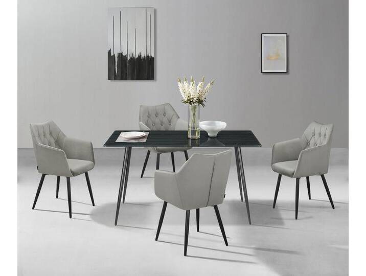 Home affaire Esszimmerstuhl Alton, TOPSELLER!, OTTOs Choice (Set, 2 St), mit weichem Samtvelours, Armlehnstuhl mit attraktiver Knopfheftung, grau von Home-affaire