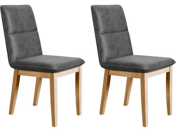 Home affaire Esszimmerstuhl Beluna Polsterstuhl Esszimmer Bestseller (Set, 2 St), Gestell und Beine aus massiver Eiche modernes Landhaus, grau von Home-affaire
