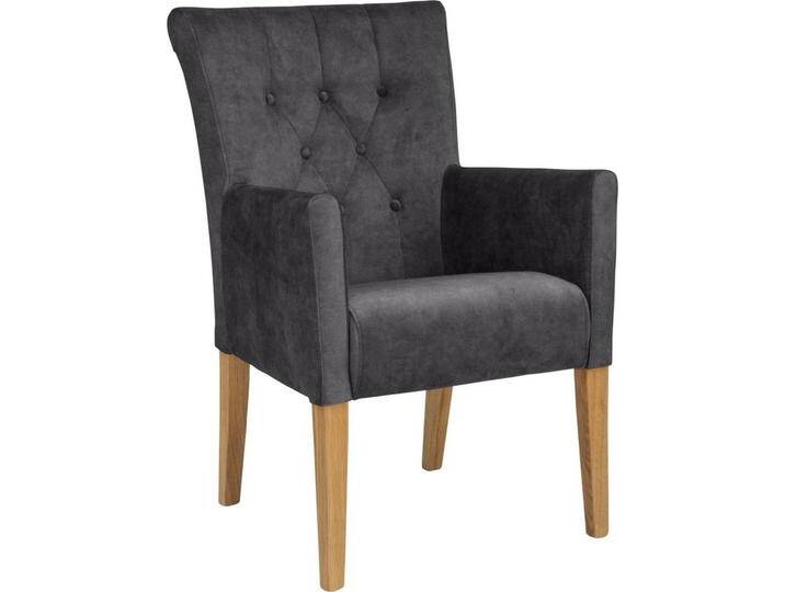 Home affaire Esszimmerstuhl King, Armlehnstuhl mit Knopfheftung, Polsterstuhl, grau, graphitgrau von Home-affaire