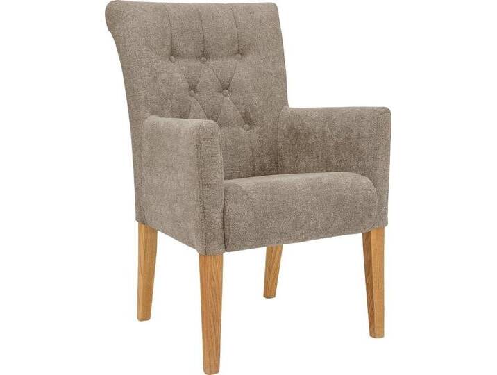 Home affaire Esszimmerstuhl King (1 St), Armlehnstuhl mit Knopfheftung, Polsterstuhl, braun, hellbraun von Home-affaire