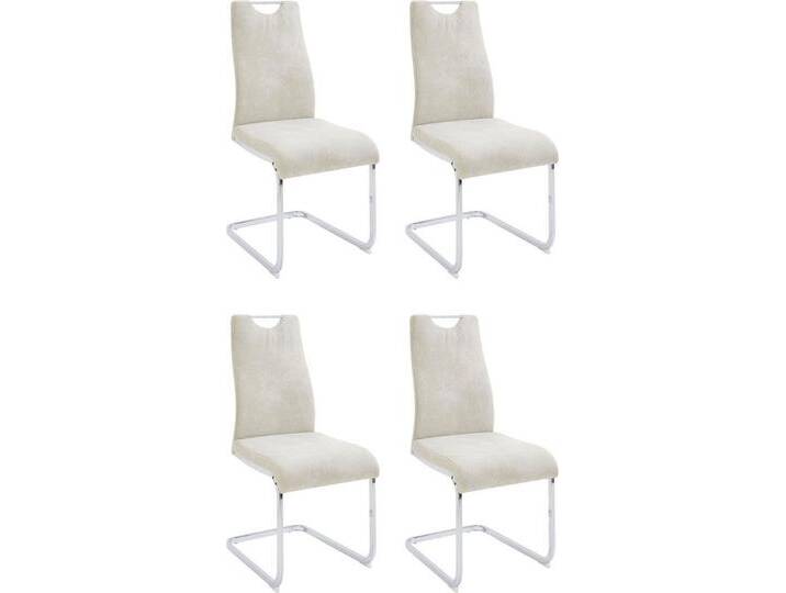 Home affaire Esszimmerstuhl Milano (Set, 4 St), (2 oder 4 Stück), Bezug in Microfaser oder Cord, Freischwinger, beige weiß, 4 St., beige von Home-affaire