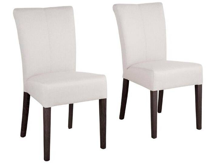 Home affaire Esszimmerstuhl Queen (Set, 2 St), Beine aus massiver Buche, wengefarben lackiert, Polsterstuhl, beige weiß, 2 St., beige von Home-affaire