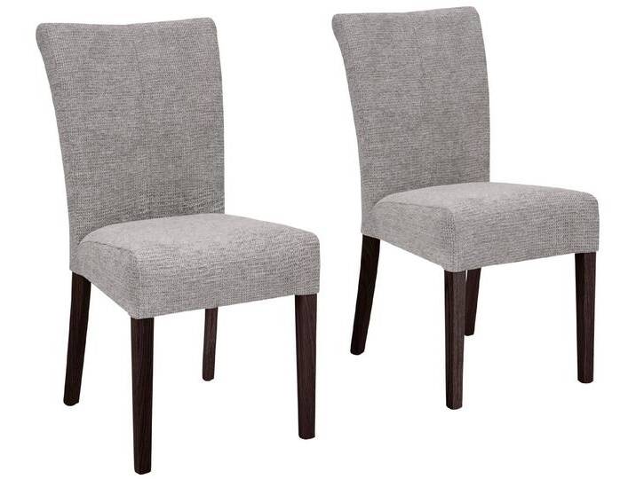 Home affaire Esszimmerstuhl Queen (Set, 2 St), Beine aus massiver Buche, wengefarben lackiert, Polsterstuhl, grau, 2 St., hellgrau von Home-affaire